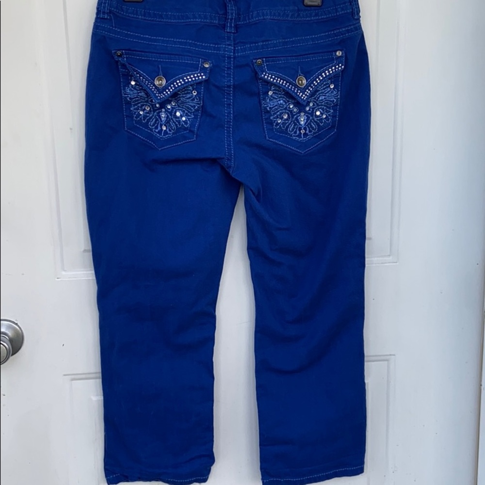 NINE WEST CROPPED BLING JEANS BLUE SIZE 8